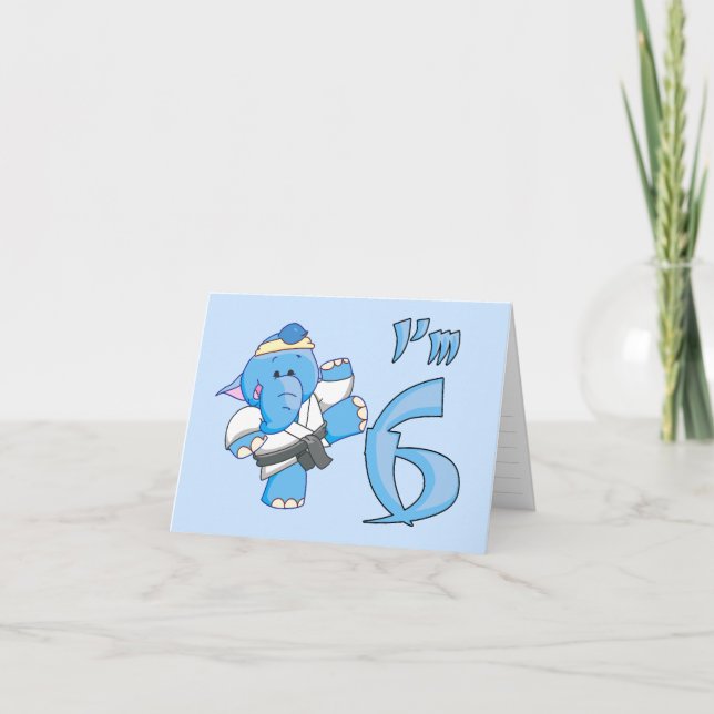 Elephant Karate 6. Geburtstag Einladung (Vorderseite)