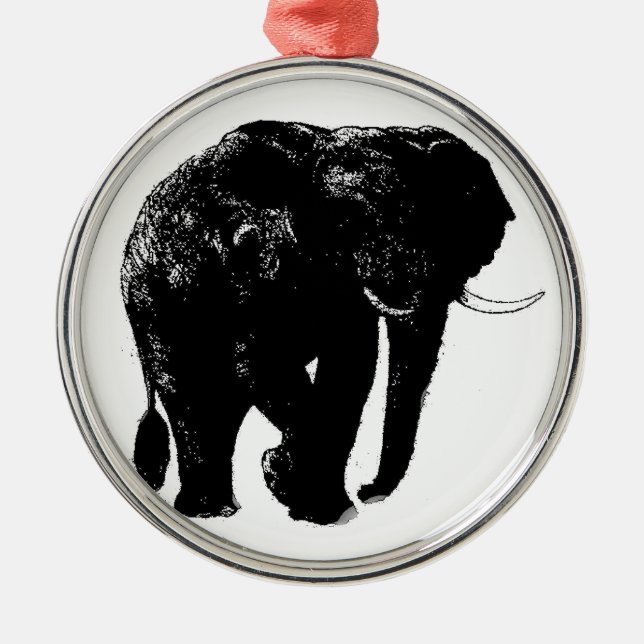 Elephant Keramik Rundschmuck Silbernes Ornament (Vorne)