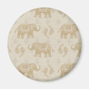 Elephant Khaki Caravan Pattern Magnet