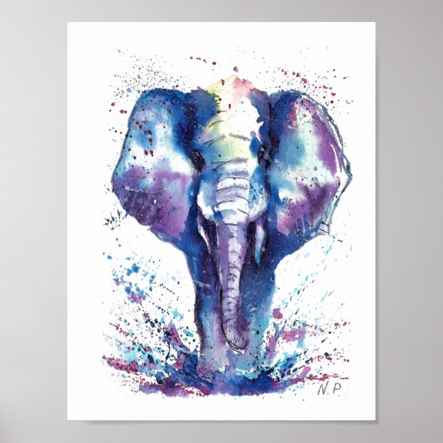 Elephant Kids Art Poster (Vorne)