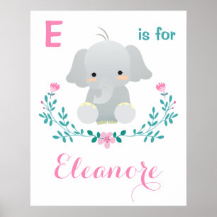 Elephant Kinderzimmer Art Print   Baby Girl indivi Poster
