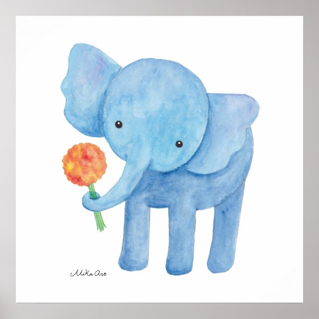 Elephant Kinderzimmer Art Print Niedlich Elephant  Poster (Vorne)