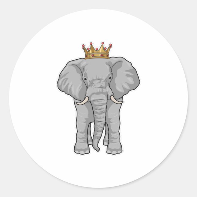 Elephant King Crown Runder Aufkleber (Vorderseite)
