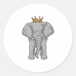 Elephant King Crown Runder Aufkleber