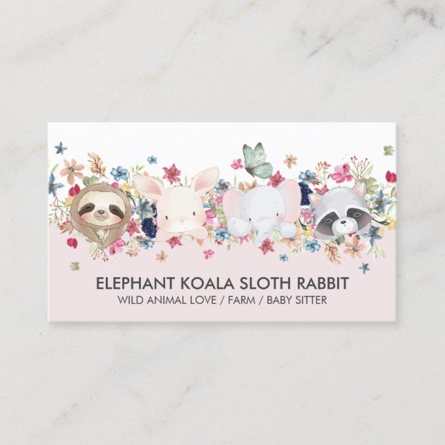 ELEPHANT KOALA SLOTH RABBIT BABY TIERE VISITENKARTE (Vorderseite)