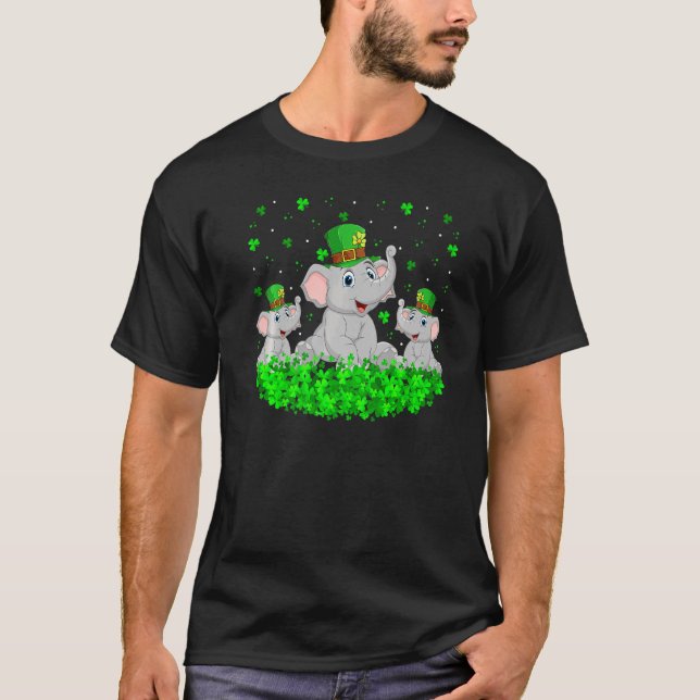Elephant Leprechaun Hat Elephant St Patrick S Day T-Shirt (Vorderseite)