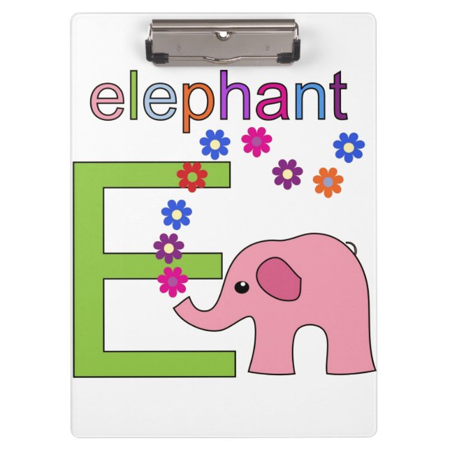 Elephant Letter E Zwischenablage Klemmbrett (Vorderseite)