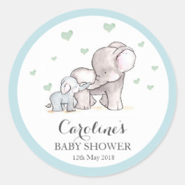 Elephant Liebe Blue Baby Shower Sticker 