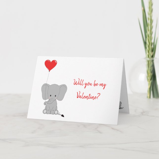 Elephant Liebe Herzballon Valentine's Card Feiertagskarte (Vorderseite)