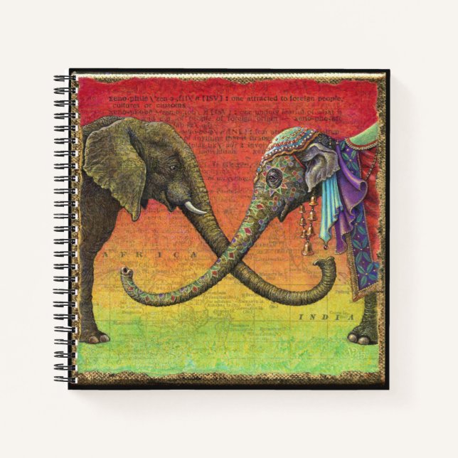 Elephant Liebe Notebook: Xenophil Notizbuch (Vorderseite)