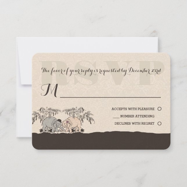 Elephant Liebe Wedding Rsvp Card (Vorderseite)
