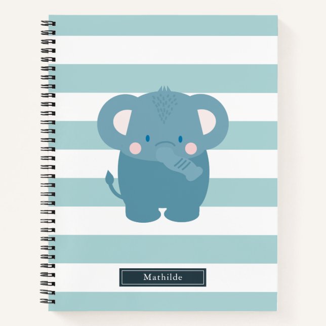 Elephant Light Blue Stripe Notizbuch (Vorderseite)