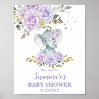 Elephant Lila Lilac Floral Baby Dusche Willkommen
