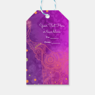 Elephant Lila rosa Orange & Gold Gefallen Geschenkanhänger