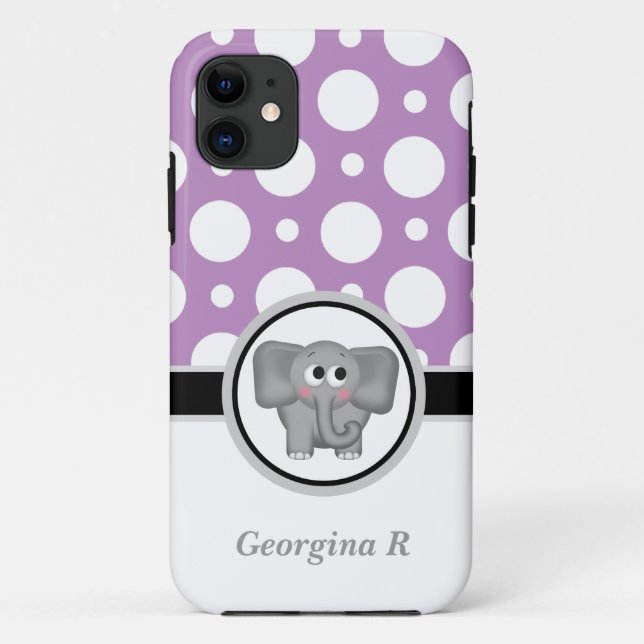 Elephant Lila & White Polka Dot iPhone 5 Fall Case-Mate iPhone Hülle (Rückseite)