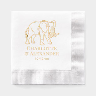 Elephant Line Art #2 Ehepaare Datum Servietten Mit Folie
