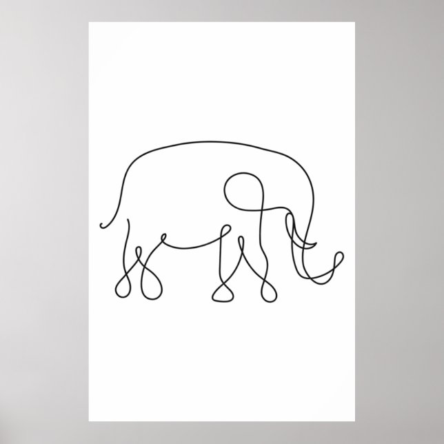 Elephant Line Art Poster (Vorne)