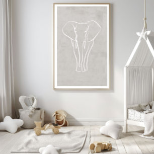 Elephant Line Art Poster   Minimalistische Safari 