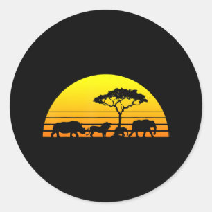 Elephant Lion Rhino Vintag Für Rhino Lover Runder Aufkleber
