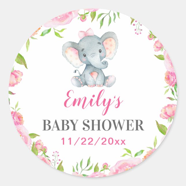 Elephant Little Peanut Girl Babydusche Sprinkle Runder Aufkleber (Vorderseite)