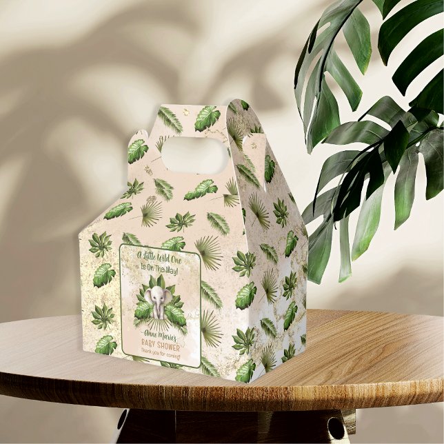 Elephant Little Wild One ist auf dem Weg Babydusch Geschenkschachtel (Elephant A Little Wild One Is On The Way Baby Shower Favor Boxes)