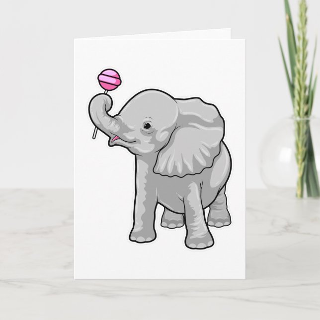 Elephant Lollipop Karte (Vorderseite)