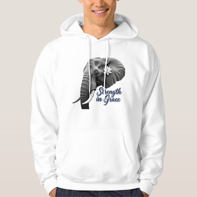 Elephant Lotus Strength in Grace Art Print Hoodie (Vorderseite)