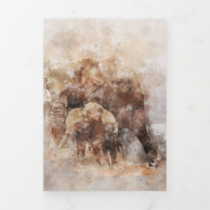 Elephant Lover African Elephant Art Dreifach Gefaltete Urlaubskarte