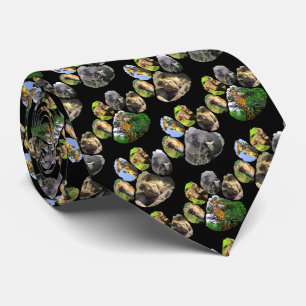 Elephant, Löwe, Giraffe Footprint Collage Neck Tie Krawatte