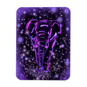 Elephant Magnet Walking At Starry Night 