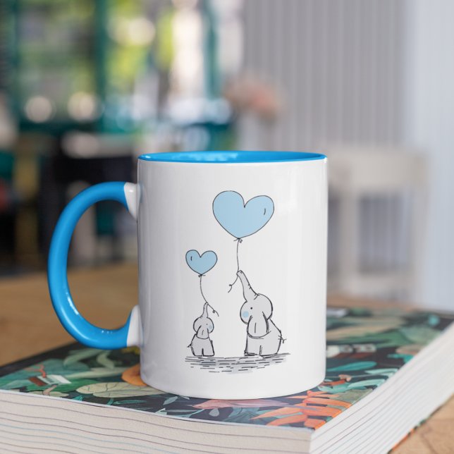 Elephant Mama & Baby Blue Mother's Day Baby Shower Tasse (Von Creator hochgeladen)