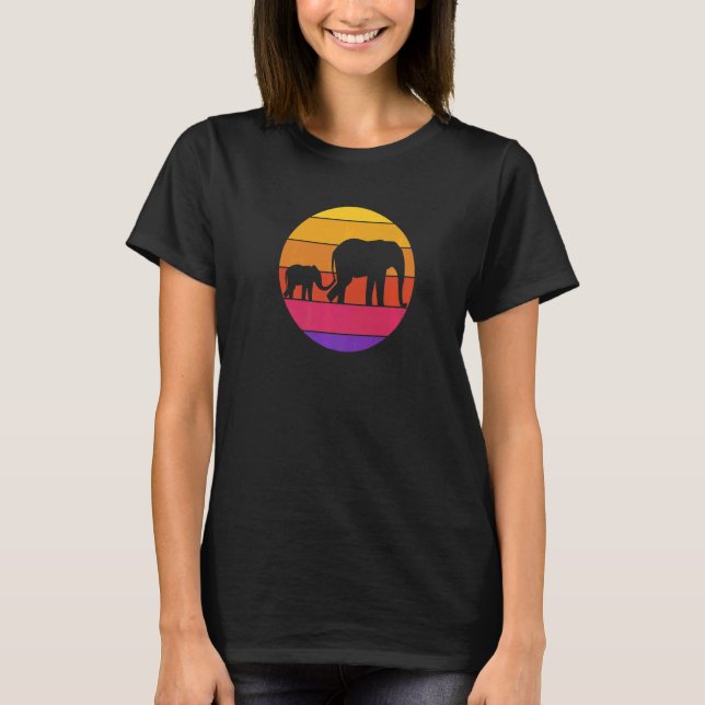 Elephant Mama Retro Elephant Safary Animal 1 T-Shirt (Vorderseite)