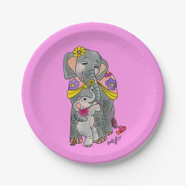 Elephant Mama und Baby Party Teller (Vorderseite)