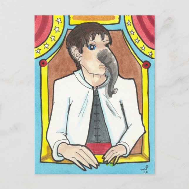 Elephant Man Circus Side Show Freak Art Postcard Postkarte (Vorderseite)