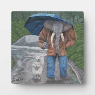 Elephant Man Walking Dogs Fantasy Art Foto Plaque Fotoplatte