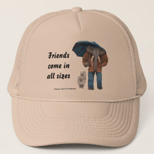 Elephant Man Walking Dogs Fantasy Art Trucker Hat Truckerkappe