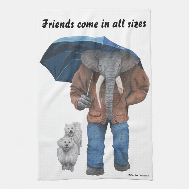 Elephant Man Walking Hunde Fantasy Kitchen Handtuc Geschirrtuch (Vertikal)