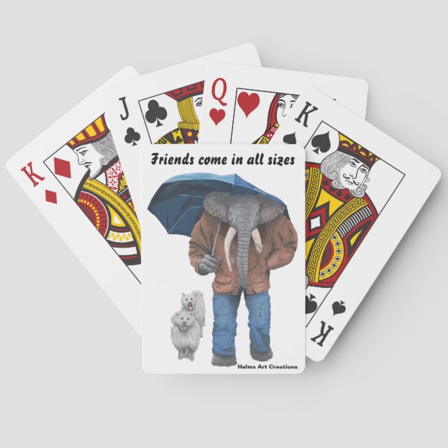 Elephant Man Walking Hunde Fantasy Playing Cards Spielkarten (Rückseite)
