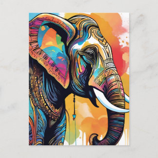 Elephant Mandala Aquarell Postkarte