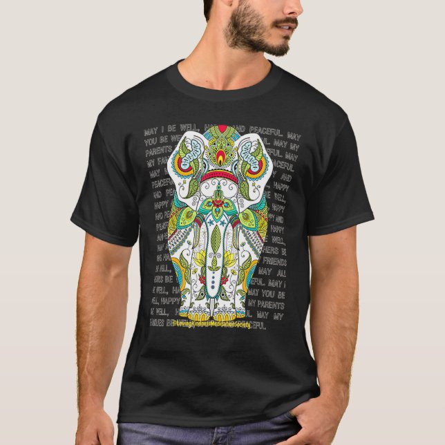 Elephant Mandala Loving Kindness Metta Wish Blessi T-Shirt (Vorderseite)