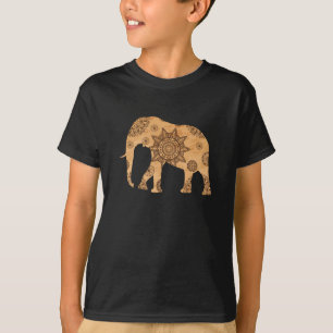 Elephant Mandala Spirituelles Muster Gold Shadow T-Shirt