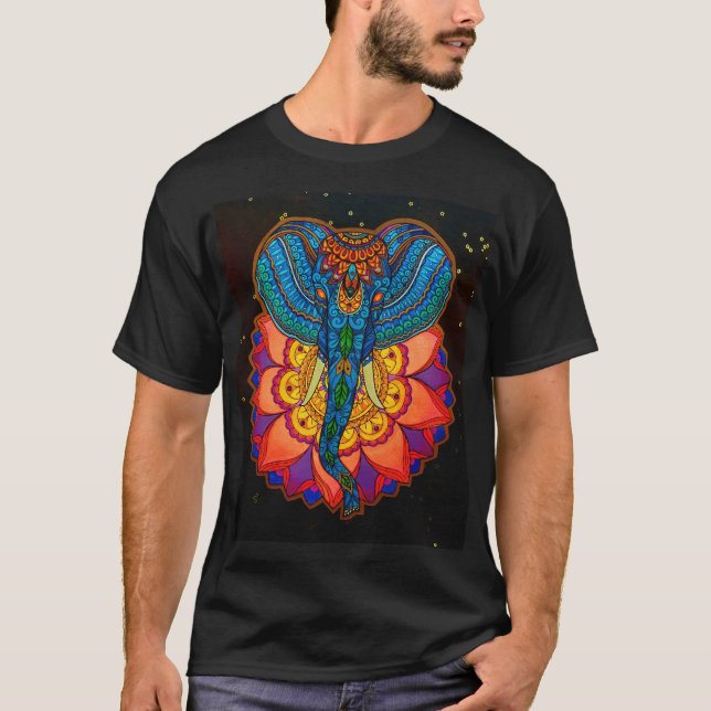 Elephant Mandala with a Mystical Lotus T-Shirt (Vorderseite)