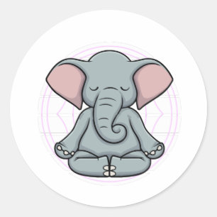 Elephant Mediation Yoga Zen Runder Aufkleber