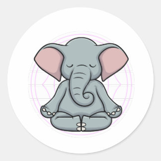 Elephant Mediation Yoga Zen Runder Aufkleber