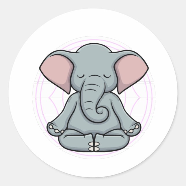 Elephant Mediation Yoga Zen Runder Aufkleber (Vorderseite)