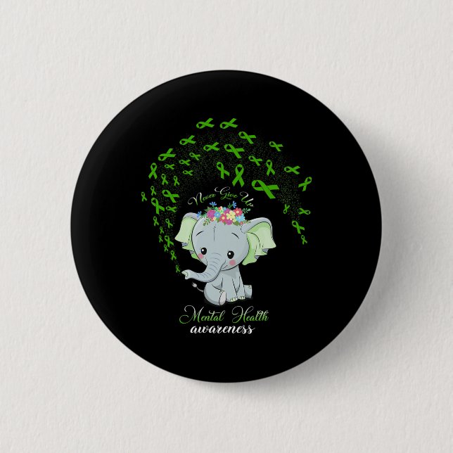 Elephant Mental Health Awareness Gift Warriors Men Button (Vorderseite)