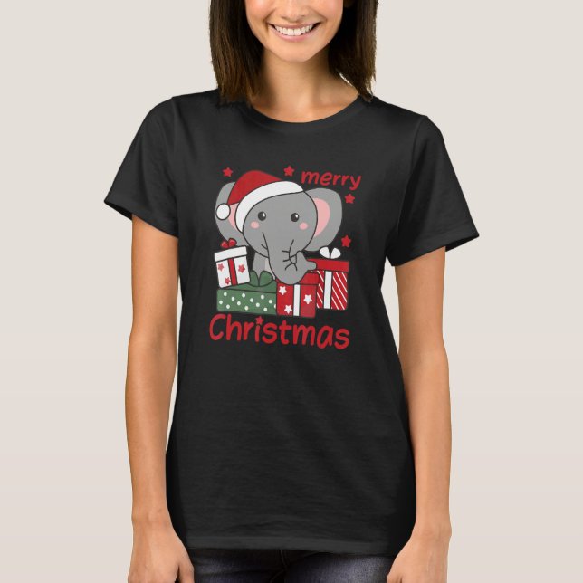 Elephant Merry Christmas Winter Elephant Christmas T-Shirt (Vorderseite)