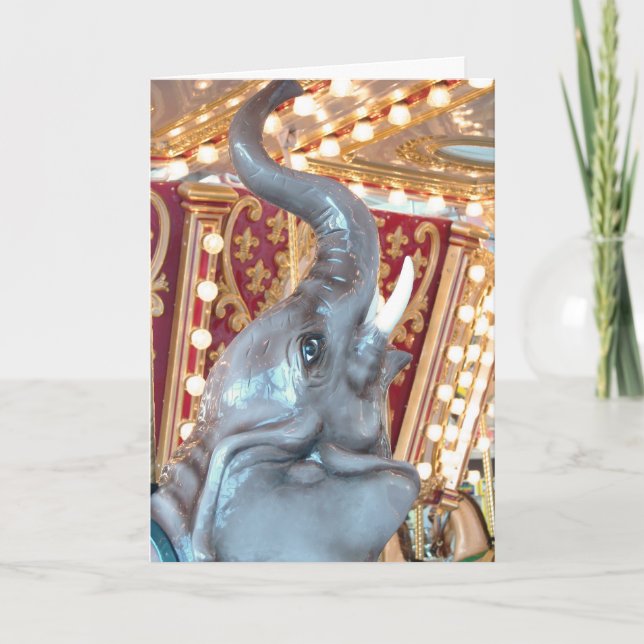 Elephant Merry-Go-Round, Geburtstag Karte (Vorderseite)