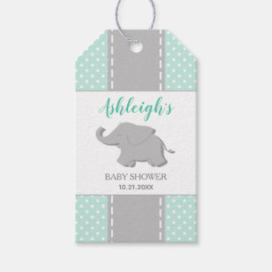 Elephant Mint Green Polka Dot Baby Shower Gevor Geschenkanhänger