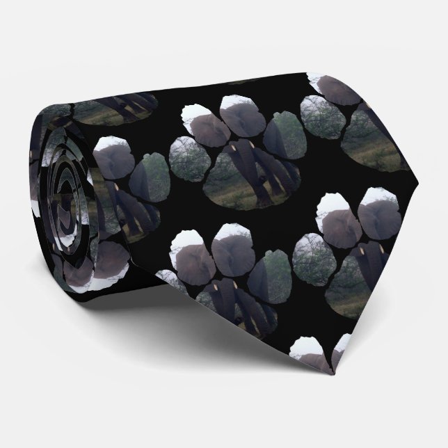 Elephant Mist Footprint Neck Tie Krawatte (Gerollt)
